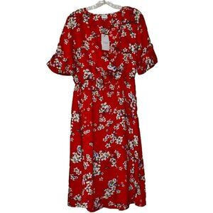 Jacqueline de Yong Short Sleeve Faux Wrap Floral Dress Size EU 38/ US 8